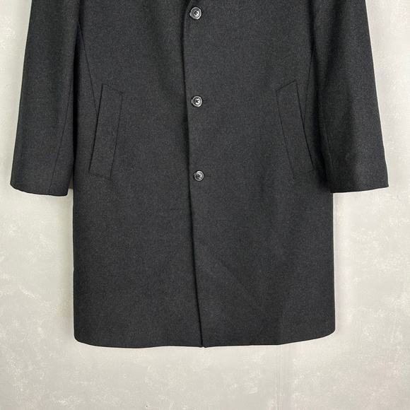 London Fog men's size 42L wool blend long coat dark gray lined - Picture 3 of 16